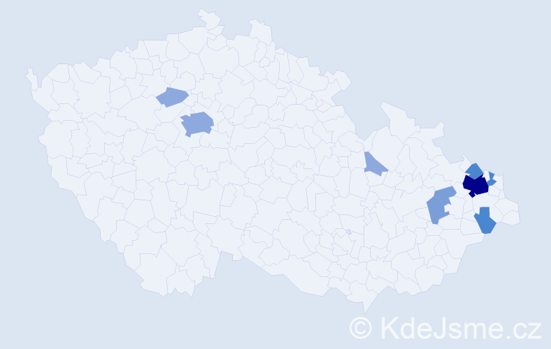 Příjmení: 'Platek', počet výskytů 23 v celé ČR