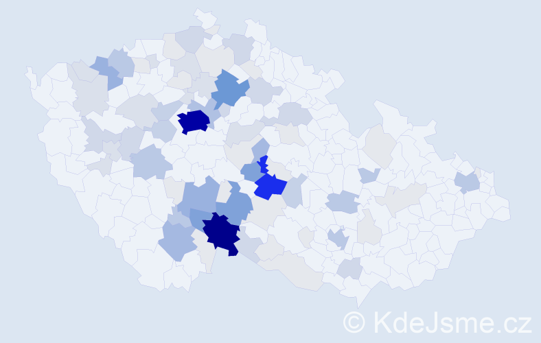 Příjmení: 'Míchal', počet výskytů 324 v celé ČR