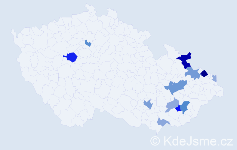 Příjmení: 'Konior', počet výskytů 28 v celé ČR
