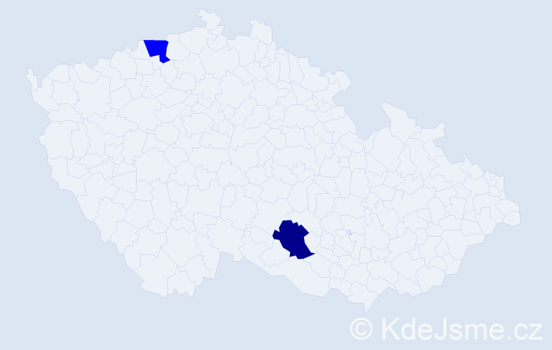 Příjmení: 'Dioba', počet výskytů 2 v celé ČR
