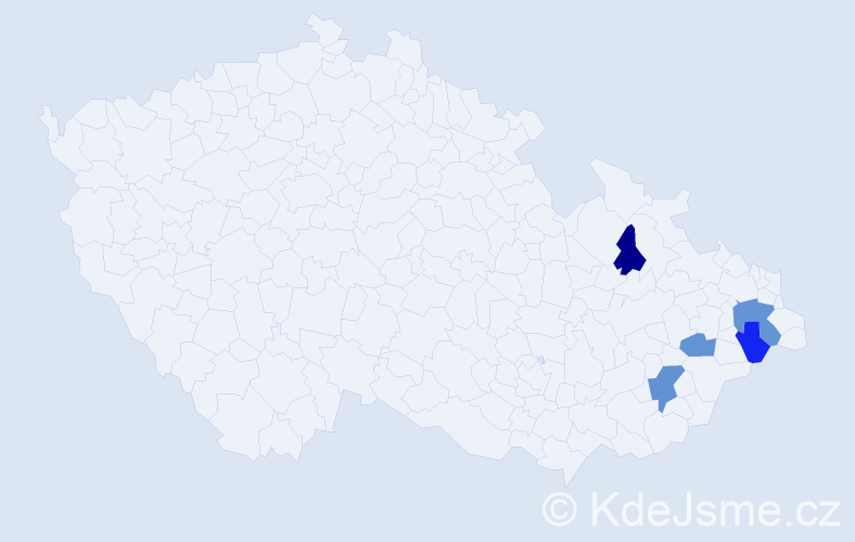 Příjmení: 'Hanslián', počet výskytů 7 v celé ČR
