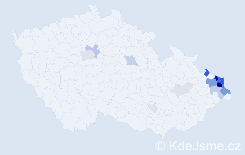 Příjmení: 'Danel', počet výskytů 79 v celé ČR