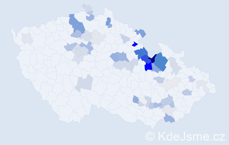 Příjmení: 'Katzerová', počet výskytů 155 v celé ČR