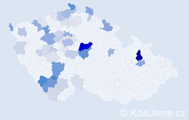 Příjmení: 'Jiruš', počet výskytů 159 v celé ČR