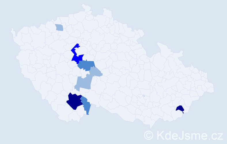 Příjmení: 'Pošvec', počet výskytů 18 v celé ČR