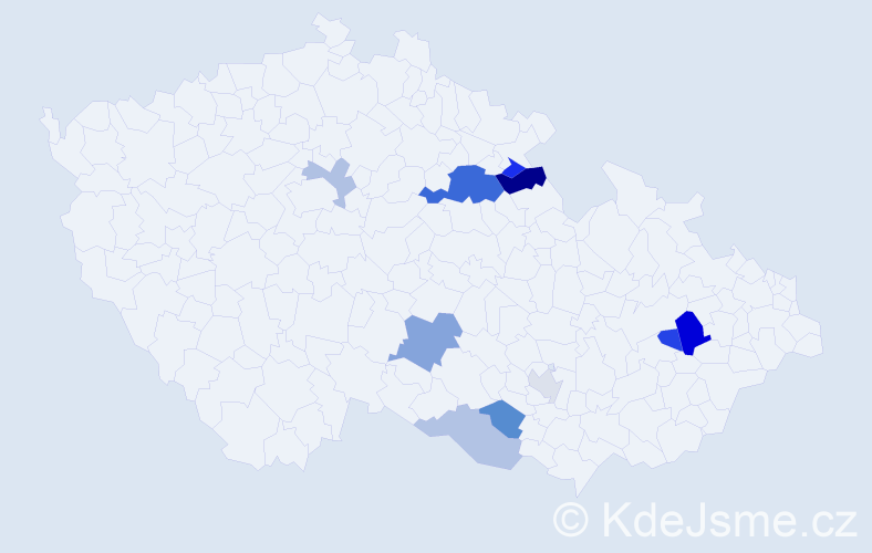 Příjmení: 'Rémiš', počet výskytů 19 v celé ČR