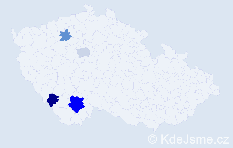 Příjmení: 'Timr', počet výskytů 10 v celé ČR