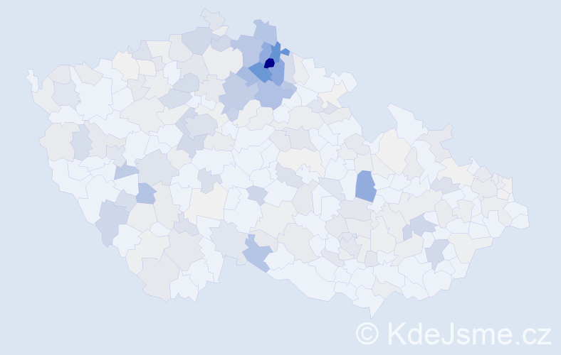 Příjmení: 'Kopal', počet výskytů 772 v celé ČR