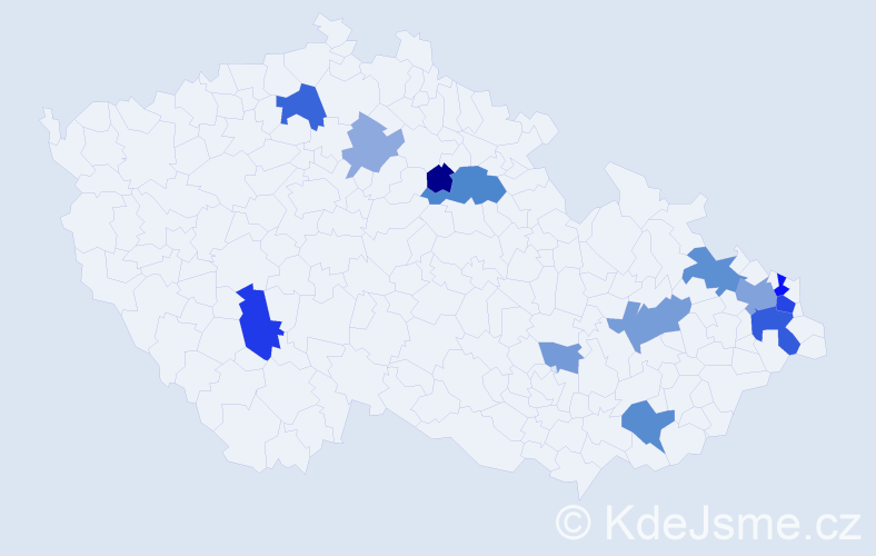 Příjmení: 'Majkútová', počet výskytů 27 v celé ČR
