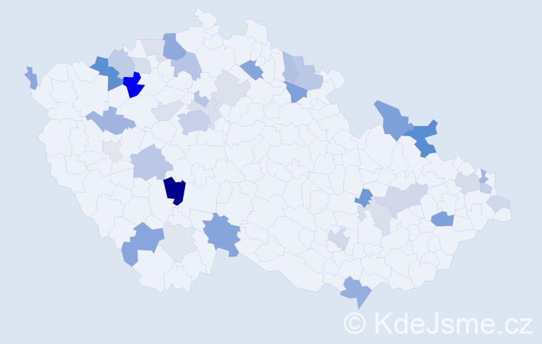 Příjmení: 'Szücs', počet výskytů 95 v celé ČR