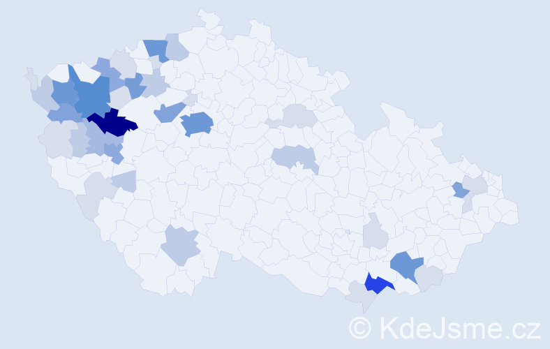 Příjmení: 'Knedlík', počet výskytů 129 v celé ČR