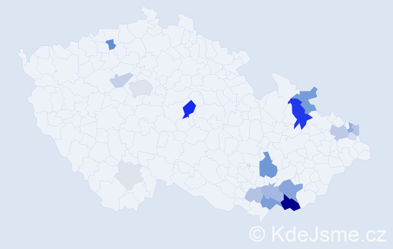 Příjmení: 'Škodák', počet výskytů 58 v celé ČR