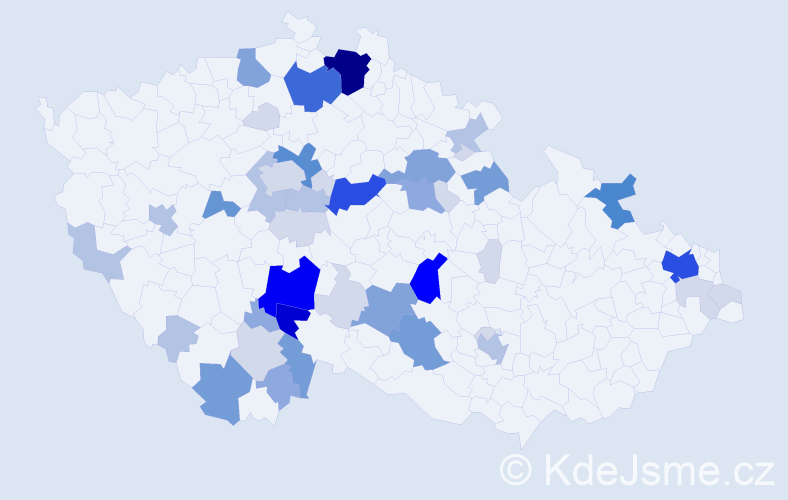 Příjmení: 'Vavera', počet výskytů 172 v celé ČR