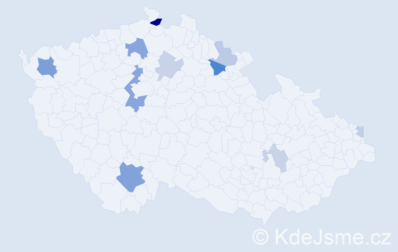 Příjmení: 'Legdan', počet výskytů 22 v celé ČR