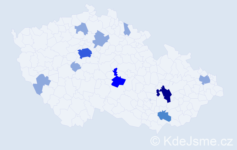 Příjmení: 'Galandáková', počet výskytů 20 v celé ČR
