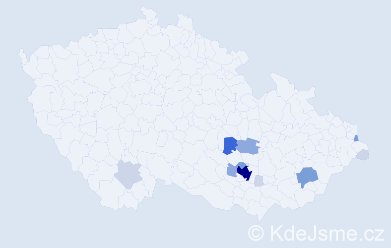 Příjmení: 'Coural', počet výskytů 45 v celé ČR