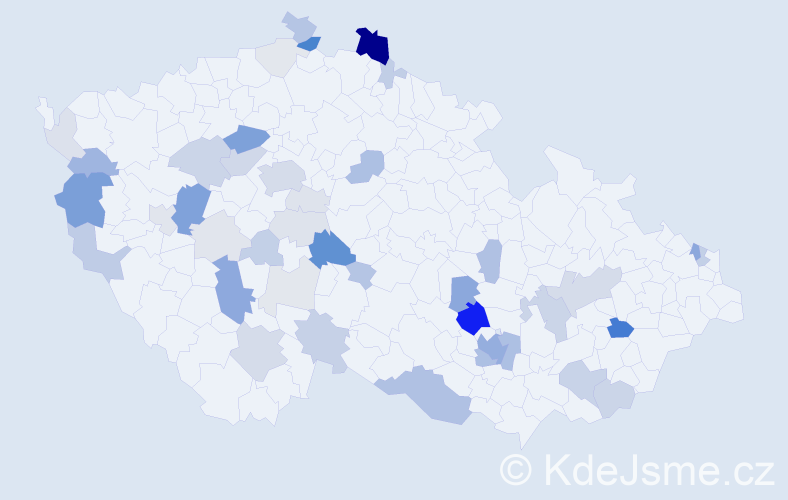 Příjmení: 'Koktová', počet výskytů 155 v celé ČR