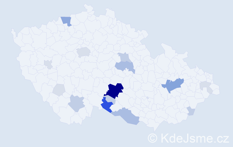 Příjmení: 'Pykal', počet výskytů 61 v celé ČR