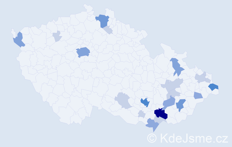 Příjmení: 'Pimek', počet výskytů 57 v celé ČR