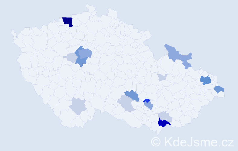Příjmení: 'Koštoval', počet výskytů 61 v celé ČR