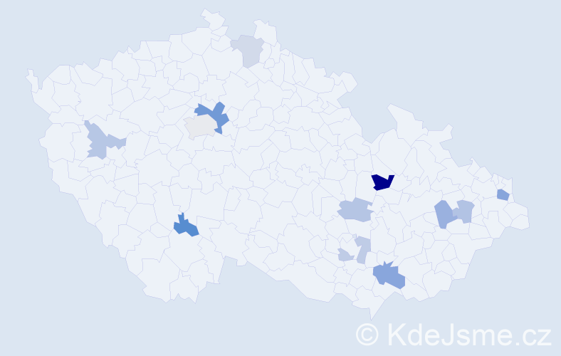 Příjmení: 'Bátora', počet výskytů 21 v celé ČR