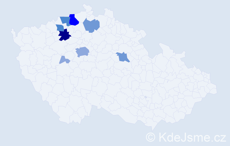 Příjmení: 'Caba', počet výskytů 22 v celé ČR
