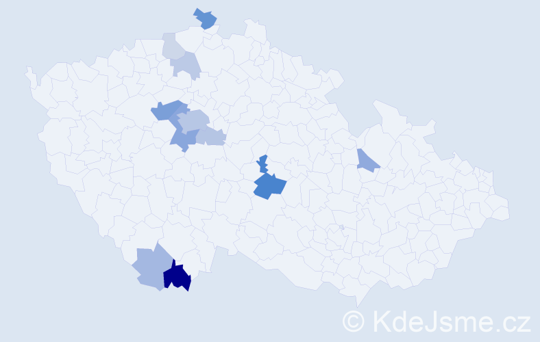 Příjmení: 'Dundych', počet výskytů 33 v celé ČR