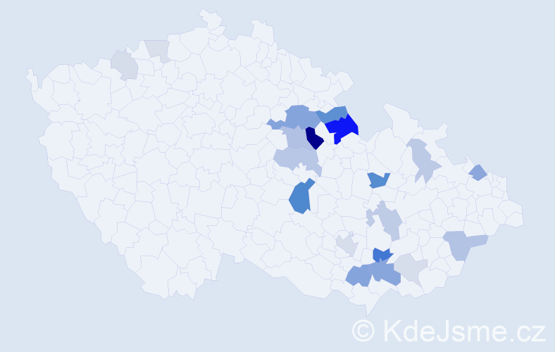 Příjmení: 'Pekáčová', počet výskytů 50 v celé ČR