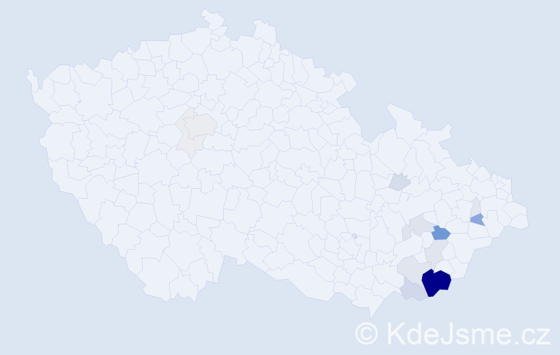 Příjmení: 'Končitík', počet výskytů 65 v celé ČR