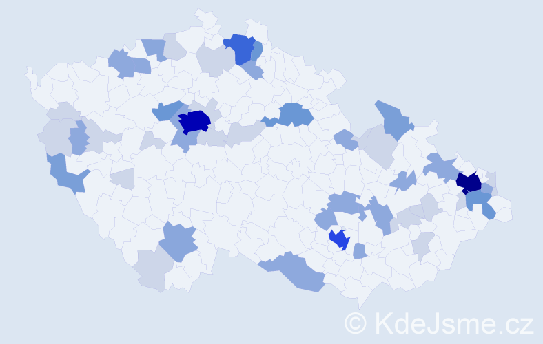 Příjmení: 'Čižmár', počet výskytů 126 v celé ČR