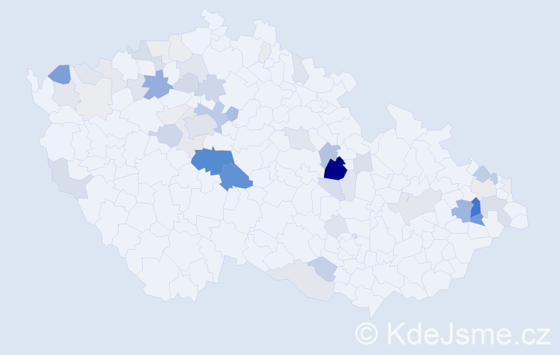 Příjmení: 'Kladiva', počet výskytů 206 v celé ČR