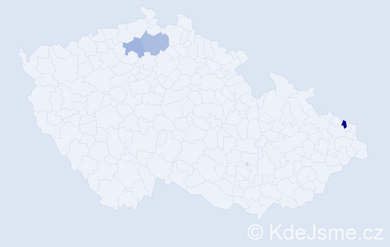 Příjmení: 'Kit', počet výskytů 5 v celé ČR