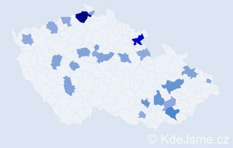 Příjmení: 'Forró', počet výskytů 54 v celé ČR