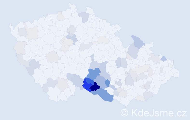 Příjmení: 'Nevrkla', počet výskytů 296 v celé ČR