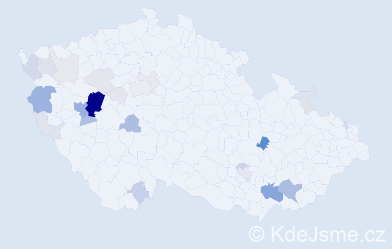 Příjmení: 'Planetová', počet výskytů 92 v celé ČR