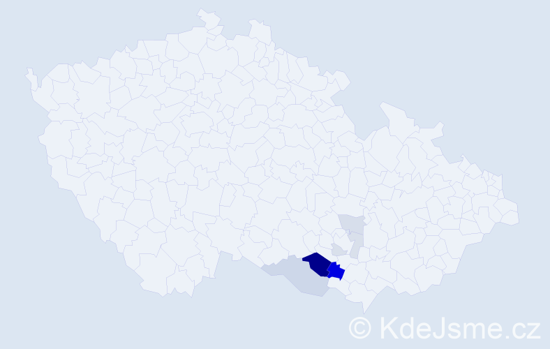 Příjmení: 'Habrle', počet výskytů 16 v celé ČR