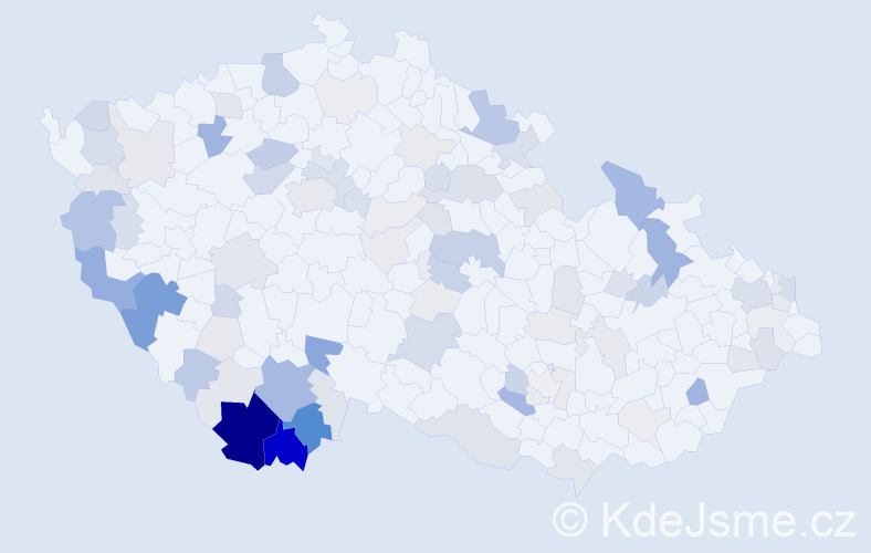 Příjmení: 'Gondeková', počet výskytů 287 v celé ČR