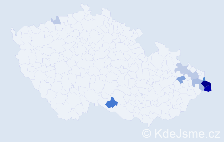 Příjmení: 'Wojtyla', počet výskytů 36 v celé ČR