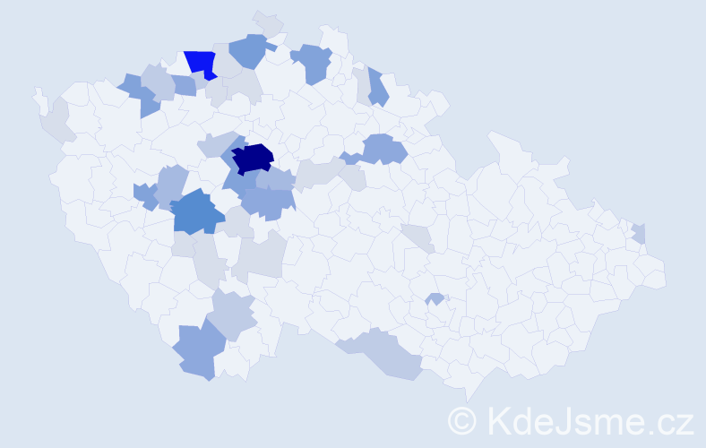 Příjmení: 'Malkovský', počet výskytů 125 v celé ČR