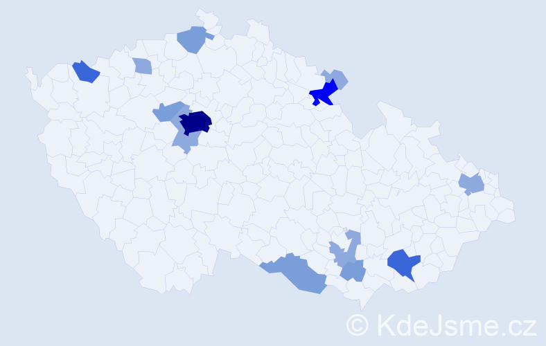 Příjmení: 'Hlušek', počet výskytů 34 v celé ČR