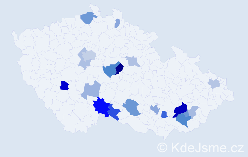 Příjmení: 'Klem', počet výskytů 39 v celé ČR