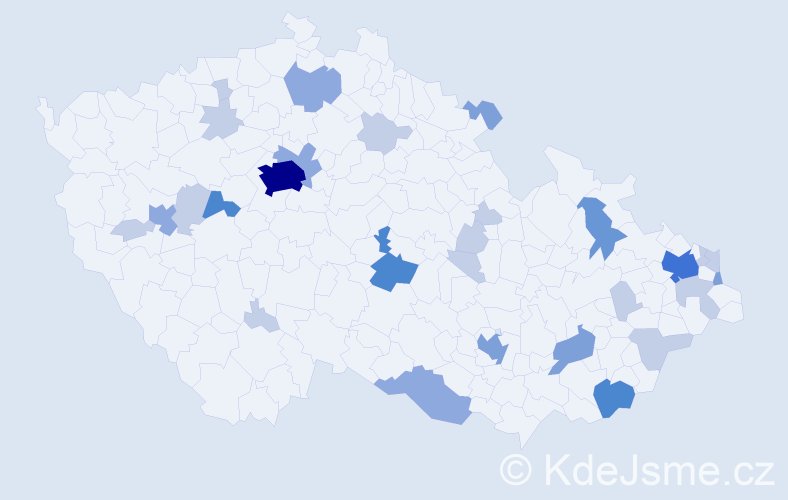 Příjmení: 'Líška', počet výskytů 70 v celé ČR