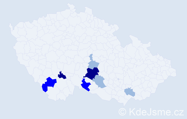 Příjmení: 'Pitzmos', počet výskytů 17 v celé ČR