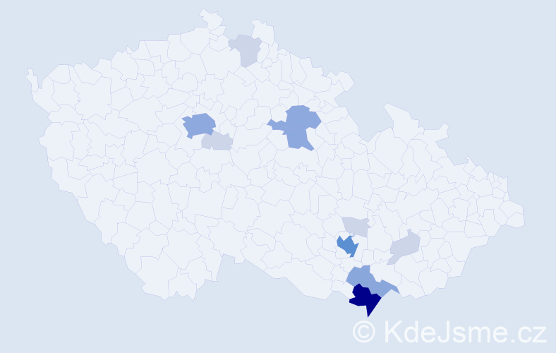 Příjmení: 'Kycl', počet výskytů 36 v celé ČR