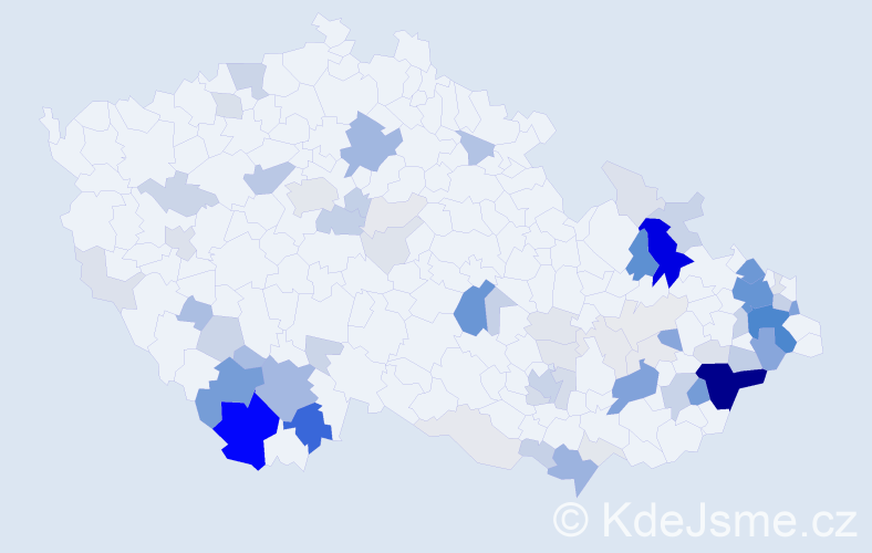 Příjmení: 'Sklářová', počet výskytů 304 v celé ČR