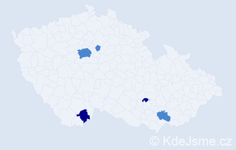 Příjmení: 'Vodková', počet výskytů 9 v celé ČR