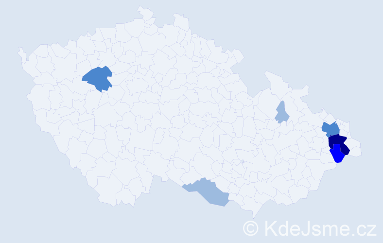 Příjmení: 'Keka', počet výskytů 13 v celé ČR