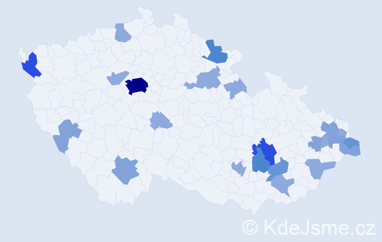Příjmení: 'Majchrák', počet výskytů 55 v celé ČR