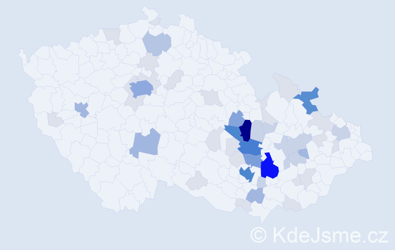 Příjmení: 'Bačovská', počet výskytů 163 v celé ČR