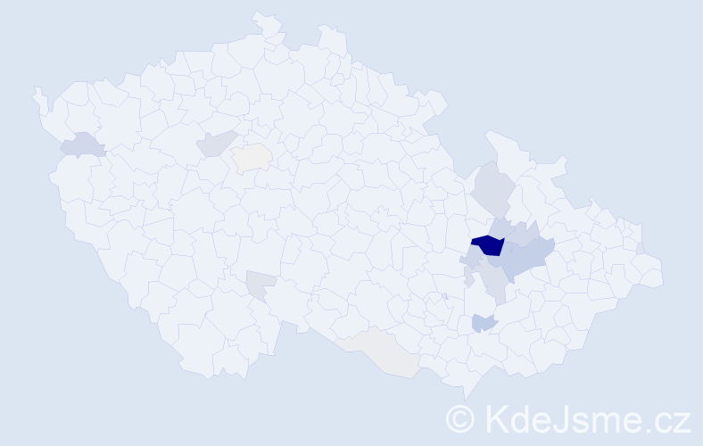 Příjmení: 'Čunderlová', počet výskytů 69 v celé ČR